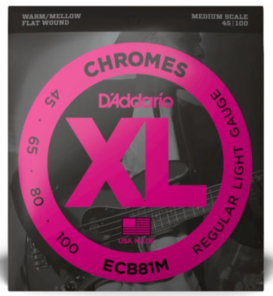 Daddario ECB81M Chromes Mediumscale Flatwound, 45-100